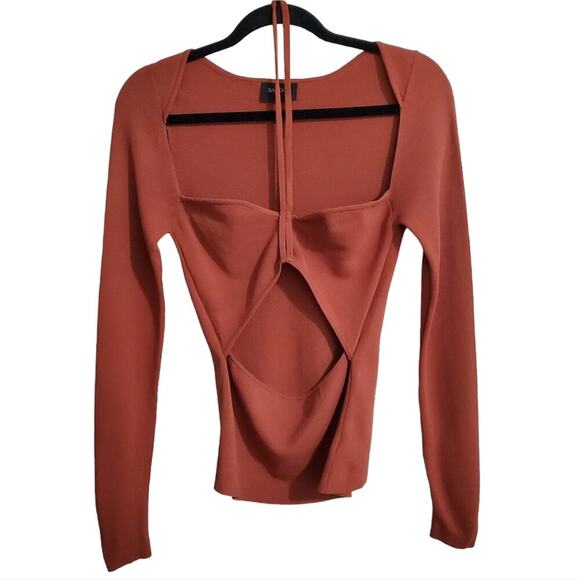 REVOLVE Bardot Maxwell Knit Top cot cutout long sleeve in Copper size L - Picture 4 of 11